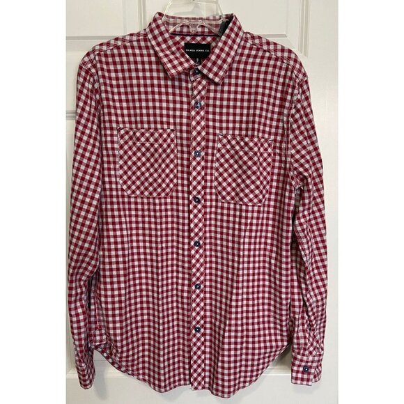 Silver Jeans Co Ron Long Sleeve Red Gingham Plaid Button Front Shirt Men's Small - Picture 1 of 6